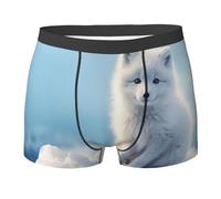 Renard Blanc Mignon d'hiver Homme Trunks Ajustés Boxers Doux sous-Vêtements pour Sport Travail Usage Quotidien M