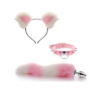 ̣ σ Renard blanc rose Chat Jeu de rôle Nylon 4 pièces, Cadeau original