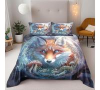 Renard Boule De Cristal Parure De Lit Housse De Couette 90X190 Enfant 3D Imprimée Microfibre 1 Personne Avec Fermeture Éclair + 2 Taie D'Oreiller 65X65 Cm Couverture De Couette Décor De Chambre