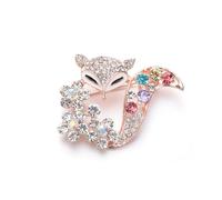 Renard broche pour les femmes-coloré cristal strass Animal Pin, bijoux en plaqué or Rose pour robe, pull, écharpe, revers, mariage, fête, cadeau