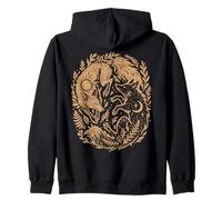 Renard céleste Yin-Yang Soleil et Lune Boho Woodland Art Sweat à Capuche