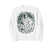 Renard céleste Yin-Yang Soleil et Lune Boho Woodland Art Sweatshirt