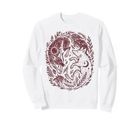Renard céleste Yin-Yang Soleil et Lune Boho Woodland Art Sweatshirt