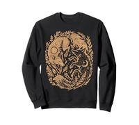 Renard céleste Yin-Yang Soleil et Lune Boho Woodland Art Sweatshirt
