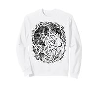 Renard céleste Yin-Yang Soleil et Lune Boho Woodland Art Sweatshirt