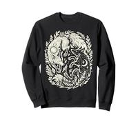 Renard céleste Yin-Yang Soleil et Lune Boho Woodland Art Sweatshirt