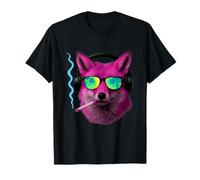 Renard Chill Qui Fume Avec Casque Audio, Animal Humour Zen T-Shirt