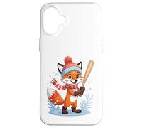 Renard d’Hiver avec écharpe Tenant Une Batte de Baseball Coque pour iPhone 16 Plus