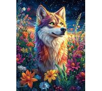 Renard dans la forêt Fleurie Magique 500 Pieces Casse-tête pour Ado en Carton Haute Densité Épais Facile Débutant Jeu De Société Soirée Entre Amis Cadeau Fête des Pères 500 PCS