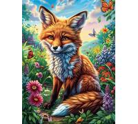 Renard dans une prairie de fleurs sauvages 500 Pièces Puzzle Pour Ado En Carton Anti-Déchirure Haute Densité Rêve magique de science-fiction Facile Débutant Jeu De Société Idée Cadeau Anniversaire Pet