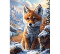 Renard dans une vallée montagneuse enneigée 1000 Pièces Puzzle Famille En Carton Sans Déformation Faune sauvage et animaux de compagnie Difficulté Moyenne Activité Familiale Anti-Stress Jeu De Société