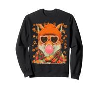 Renard d'automne avec Lunettes de Soleil Feuilles d'automne et Chewing-Gum Sweatshirt