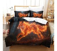 Renard de Feu | Forêt Sombre Ensemble Literie Microfibre Imprimée Housse de Couette Premium Et Taies, Fermeture Éclair Cachée, Non Décolorant, pour Adultes & Enfants Double（200x200cm）
