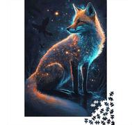Renard de Nuit Puzzle 1000 Pièces Papier pour Adultes Effet Lumineux Jeu de Puzzle 1000 Pièces Décoration Détente Famille 38x26cm/1000pcs