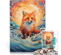 Renard Debout sur Les Vagues Puzzle 1000 pièces pour Adolescents Activité familiale Décoration d'intérieur et Cadeaux Uniques 38x26cm