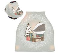 Renard Des Neiges Blanc Ours Housse de Canopée pour Poussette,Siège de Voiture pour Bébé Dais Siège Auto Couverture D'Allaitement Pare-Soleil Respirant Extensible pour Bébé