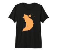 Renard Devant la Lune Renard Rouge Animal Sauvage T-Shirt Haut de Gamme
