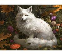 Renard Diamond Painting Adulte,5D Diamond Painting Kit Complet, Ronde Diamond Peinture Forêt Images Cristal Débutant Art Set Cadeau Femme, pour Commode Chambre Décoration Halloween 12x16in y0l-751