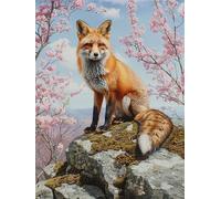 Renard Diamond Painting Adulte, Paysage Diamond Painting, DIY Round Rhinestone Crystal Point de Croix complet kit, 5D Mosaic Art Kit Pour Enfant et débutants, Murale Décoration Maison 50x70cm 0U-54