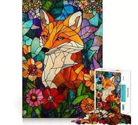 Renard en vitrail, Puzzle de 1000 pièces pour Adolescents, Jeu de réflexion et de complicité, pièce de Collection Artistique découpée avec précision 50x75cm