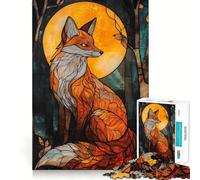 Renard en vitrail, Puzzle de 1000 pièces pour Adultes, Cadeau pour renforcer Les Souvenirs, Moments de sérénité, qualité supérieure, Cadeau de Noël 38x52cm