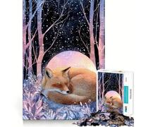 Renard endormi dans la forêt hivernale Puzzle de 1000 pièces pour Adolescents Jeu de réflexion et de détente Découpe Nette Liste de souhaits du Père Noël 38x26cm