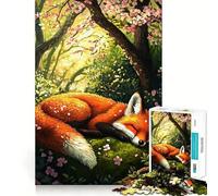 Renard endormi dans la forêt printanière Puzzle de 1000 pièces pour Adultes Jeu Intelligent et Silencieux Découpe précise Cadeau Original 50x75cm