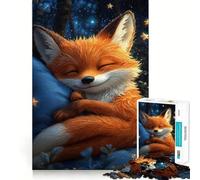 Renard endormi dans la forêt Puzzle de 1000 pièces pour Adultes Cadeau Stimulant et Amusant Jeu de réflexion Design Calme et agréable Assemblage Cadeau raffiné 38x26cm