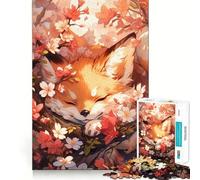 Renard endormi dans Les cerisiers en Fleurs Puzzle de 1000 pièces pour Adolescents Jeu Intelligent pour Partager Un Moment de complicité Assemblage d'une œuvre d'art 38x26cm
