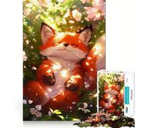 Renard endormi dans Les Fleurs, Puzzle de 1000 pièces pour Adultes, pour Un Jeu de logique Fin et Relaxant, Bords Nets et élégants 38x26cm