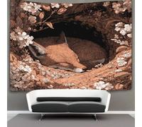Renard endormi dans une grotte, style dessin animé Tapisserie 3D Tenture Murales Décorations Pour La Maison Pour La Chambre 100cmx150cm