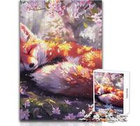Renard endormi en Fleurs - Puzzle de 1000 pièces - Jeu d'apprentissage pour développer sa motricité Fine pour des Moments de Bonheur - Dimensions:50x75cm