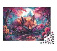 Renard endormi Parmi Les Fleurs Puzzle Défiant 1000 Pièces pour Adultes, Jeux Éducatifs, Faune Sauvage Cadeau Pratique Et Décoration Maison 70x50cm/1000pcs