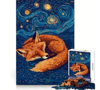 Renard endormi sous Un Ciel étoilé Puzzle de 1000 pièces pour Adultes Jeu de réflexion et de Partage Découpe de précision Décoration Artistique 38x52cm