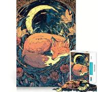 Renard endormi sous Un Croissant de Lune Puzzle de 1000 pièces pour Adolescents Jeu Intelligent pour Partager Un Moment de complicité Assemblage d'une œuvre d'art 50x75cm