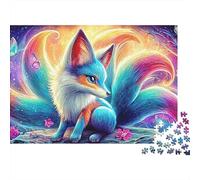 Renard Fantaisie Puzzle 1000 Pièces Papier pour Adultes Fond Coloré Jeu de Puzzle 1000 Pièces Décoration Famille Détente Cadeau 38x26cm/1000pcs