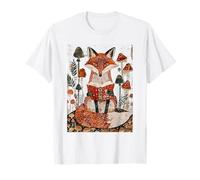 Renard fantaisiste lisant dans Une scène de Livre d'histoires de forêt de Champignons T-Shirt