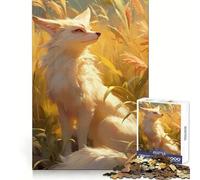 Renard Fennec Blanc dans la forêt Puzzle de 1000 pièces Pensée Claire Distraction Douce Bords précis Cadeau Symbolique (38x26cm)