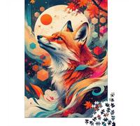 Renard Feuilles Géométrie Puzzle, 1000 Pcs Jeu D'intérieur Adulte | 38x26cm Carton, Exercice Mental, Ajustement Précis, Amateurs D'art, Apaisement