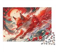 Renard Fleur Vague 1000 Pièces Mini Puzzle pour Adultes Idée Cadeau | 52x38cm Carton Amateurs De Puzzles Relaxation Mentale Puzzle Fait Main Cadeau D'anniversaire Décoration Maison