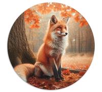 Renard Forêt Rouge Puzzle 1000 Pièces Rond Papier Adulte Animaux Sauvages Automne Forêt