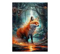 Renard Forêt Ruisseau 1000pcs pour Adultes Mini Puzzle Carton Recyclé | 38x26cm Papier Décor De Chambre Découpe Précise Cadeau D'anniversaire Relaxation