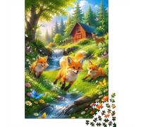 Renard Forêt Ruisseau Puzzle, 1000 Pièces pour Adultes Haute Qualité | 38x26cm Amateurs De Puzzles, Cadeau D'anniversaire, Carton, Interaction Familiale, Découpe Précise