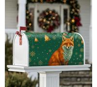 Renard - Housses magnétiques pour boîte aux lettres, cloches festives, flocons de neige, Noël, décoration de jardin, cour, 53,3 x 64,9 cm, vert