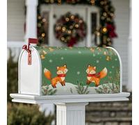 Renard - Housses magnétiques pour boîte aux lettres, flocons de neige, baies, décoration d'hiver pour porche, 53,3 x 64,9 cm