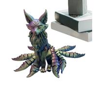 Renard imprimé en 3D - Figure animale posable | Modèle d'affichage à collectionner à neuf queues, Fidget, bureau, jouet, étagère, ornement, décor Kawaii, Sculpture de créature fantastique, souvenir ca