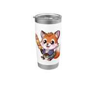 Renard kawaii avec Hanami Dango Gobelet isotherme en acier inoxydable double paroi