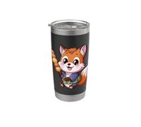 Renard kawaii avec Hanami Dango Gobelet isotherme en acier inoxydable double paroi