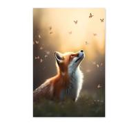 Renard Levant Les Yeux Métallique Panneau Vintage Affiche Étain Drôle Plaque Étain Signe Pour Chambre Club Garage S