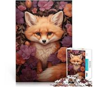 Renard Mignon dans Les Fleurs d'automne Puzzles de 1000 pièces pour Adolescents Jouets Anti-Stress Œuvre d'art 38x26cm
